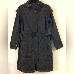 Christopher Raeburn Barbour Waxed 100% Cotton Trench Coat Jacket 8 Green Plaid